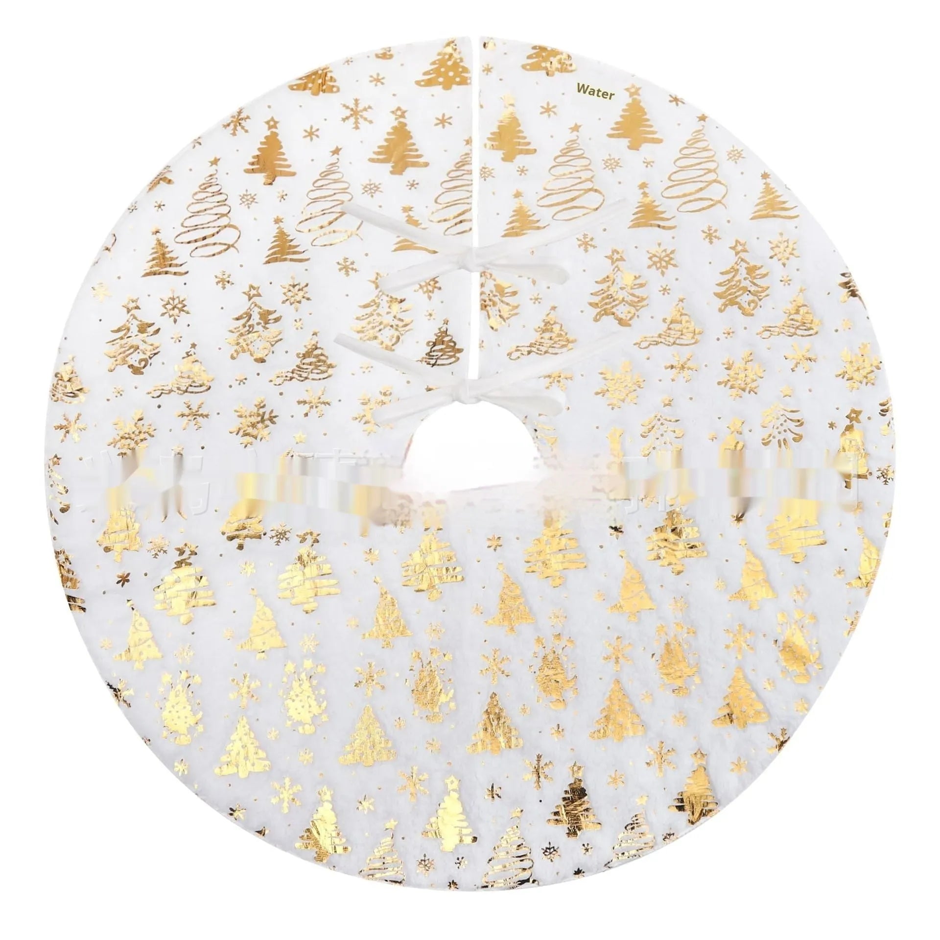 Plush Christmas tree rug with snowflake star motif in four size options on wooden floor