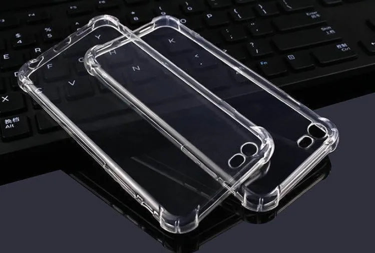 Transparent TPU back cover case for iPhone models on a table