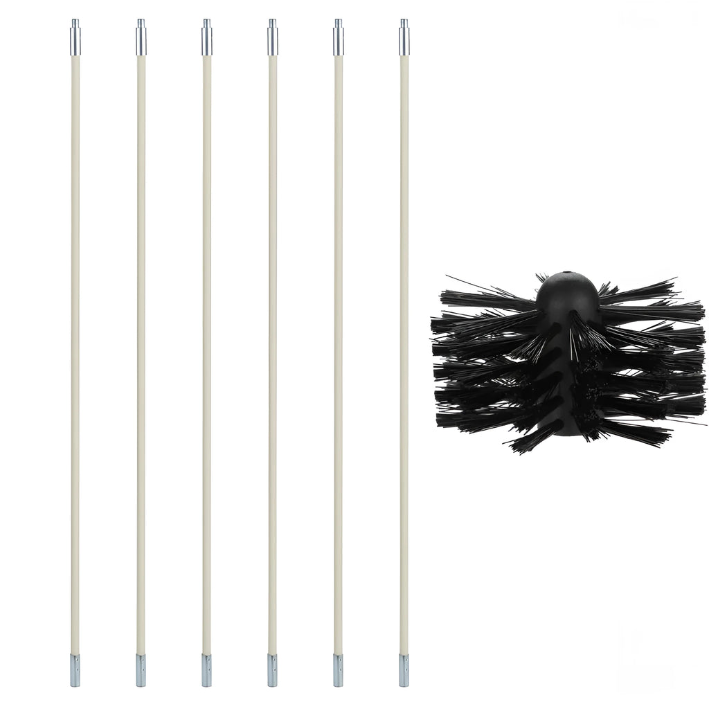 Flexible chimney cleaning brush with bendable rod and nylon bristles for dryer pipes