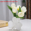 White porcelain ceramic desktop vase in European style, 15cm wide.
