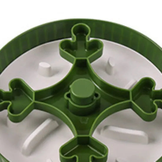 Pet rotating game board feeding bowl with slow food licking mat and anti-choke silicone base pad in beige colour