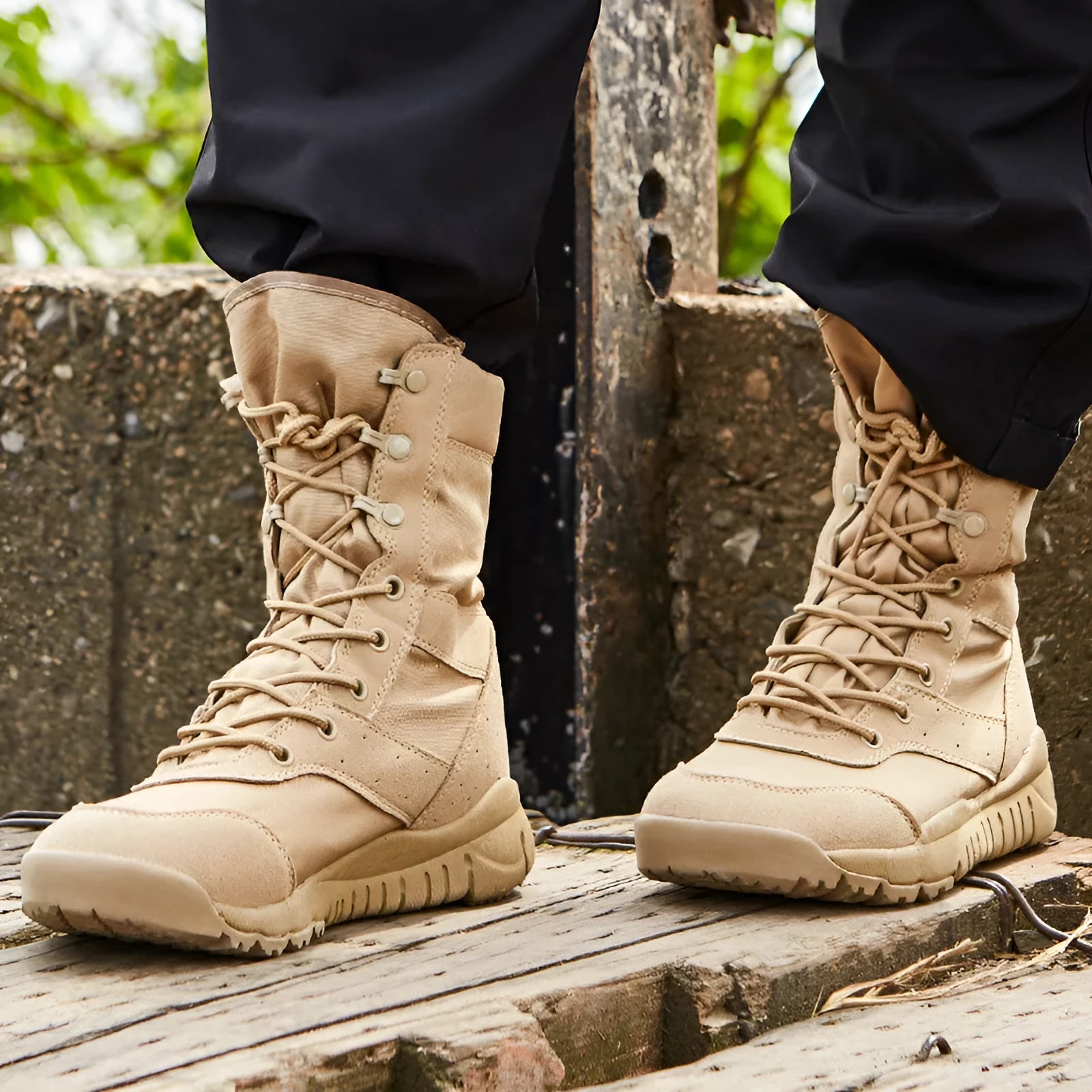 Yulong summer combat tactical desert boots in black and sand colour options