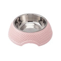 Blue stainless steel pet bowl with rubber non-slip base for cats and dogs