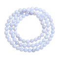 Blue agate bracelet with natural striped beads and Ruyi design elements
