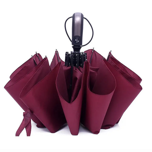 Triple folding business umbrella with automatic opening mechanism and 10 steel ribs in palace style design