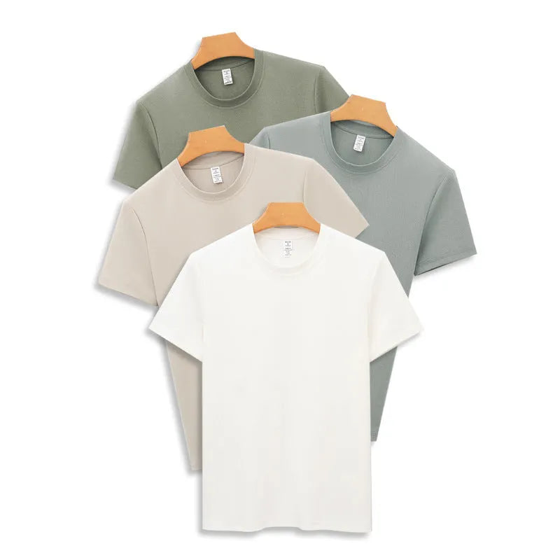 Men's antibacterial quick-drying short sleeve t-shirt in solid colour with straight cut design