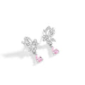 Butterfly design silver stud earrings with colour accents on 925 sterling silver posts