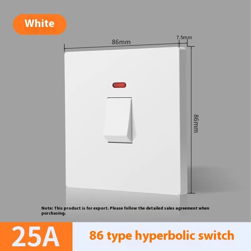 Water heater air conditioner high-current switch with light panel in curved rack design