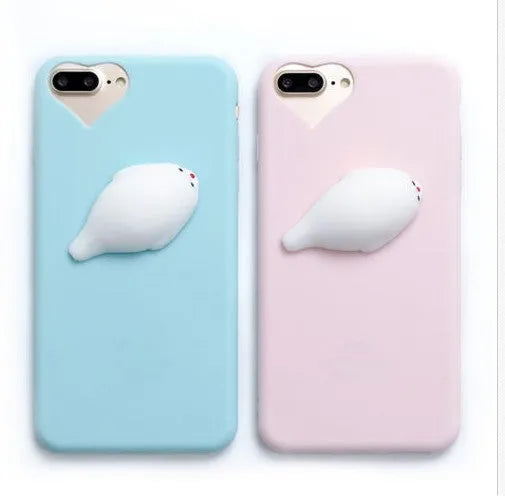 3D cartoon cat design silicone phone case for iPhone models on white background