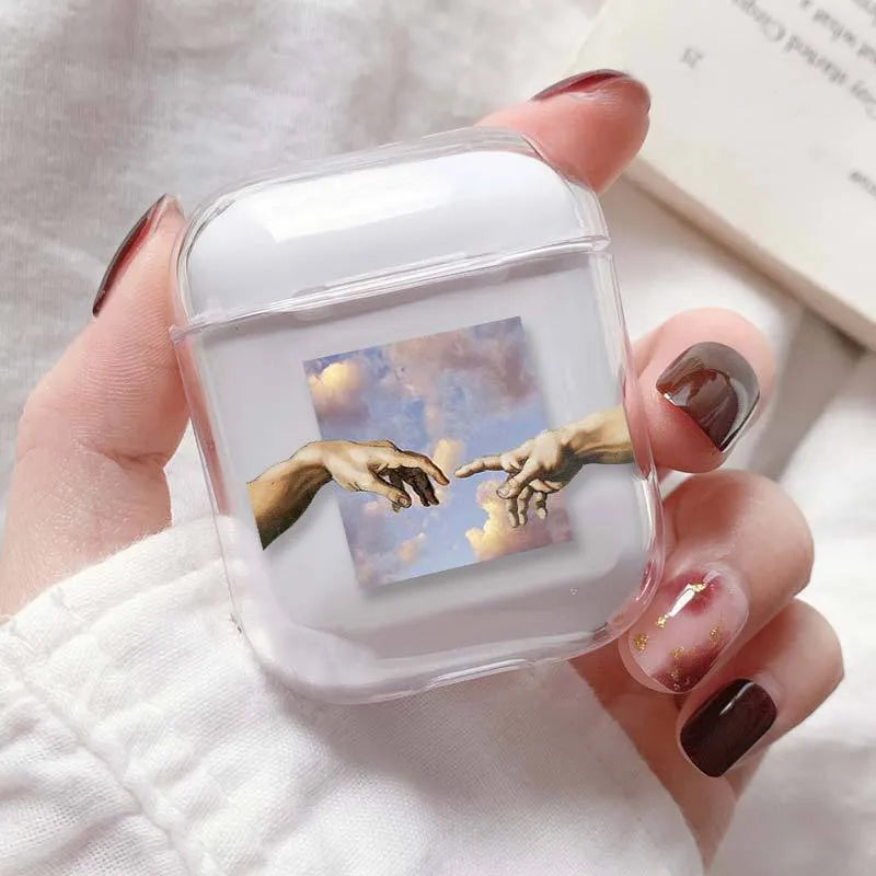 Transparent plastic protective case for Apple AirPods wireless earbuds