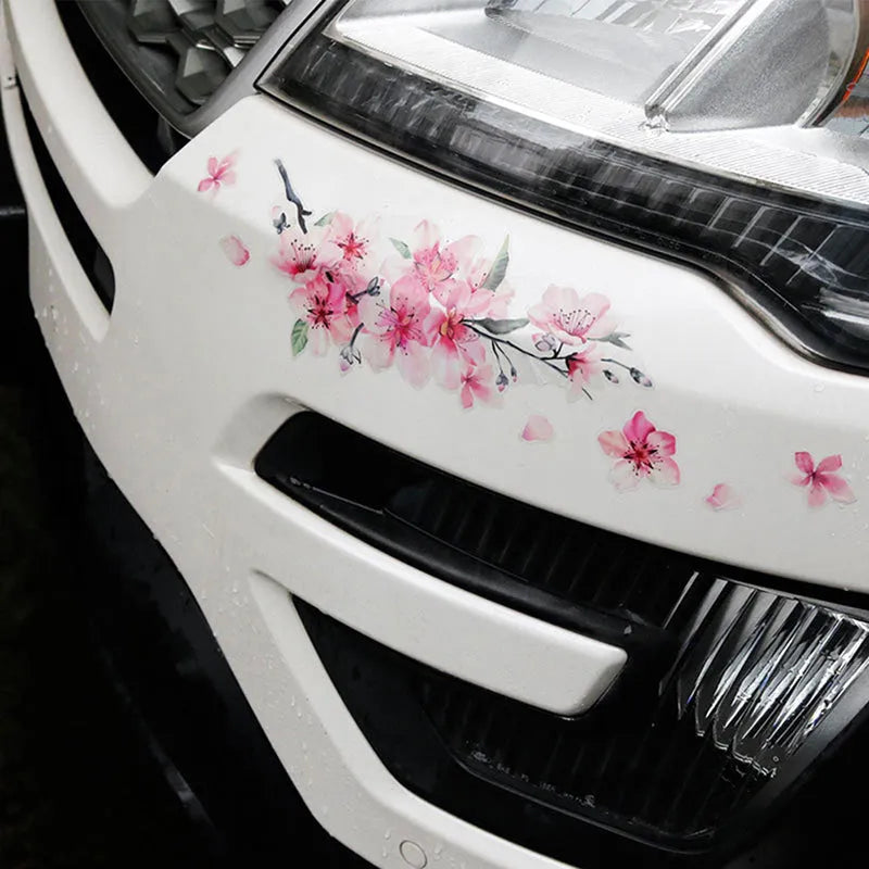 Cherry blossom flower pattern car sticker on vehicle window in two size options