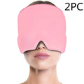 Black elastic gel eye mask with adjustable head strap for cold compress headache relief