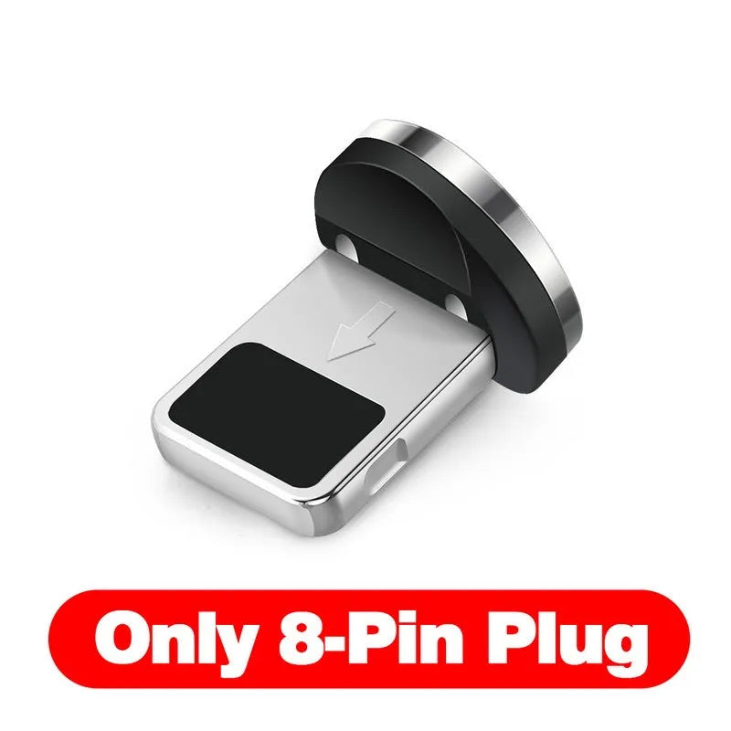 Black magnetic charging cable with aluminium alloy connectors and Micro USB, Type C, and Apple compatible magnetic tips.