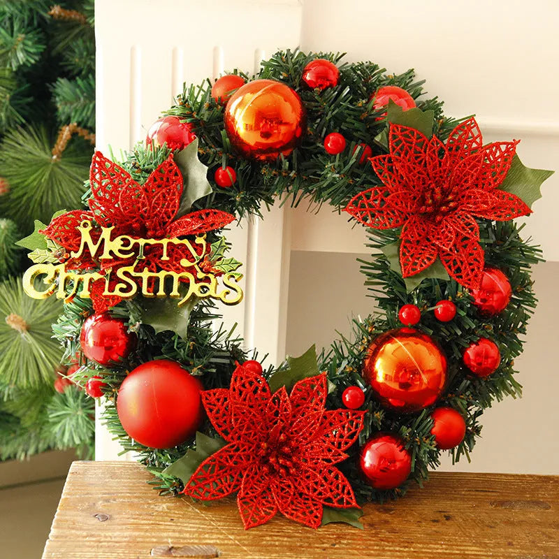 30cm plastic Christmas wreath in multiple colours including red gold blue pink purple silver