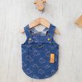 Denim princess dress for small dogs in bracket-skirt style on mannequin