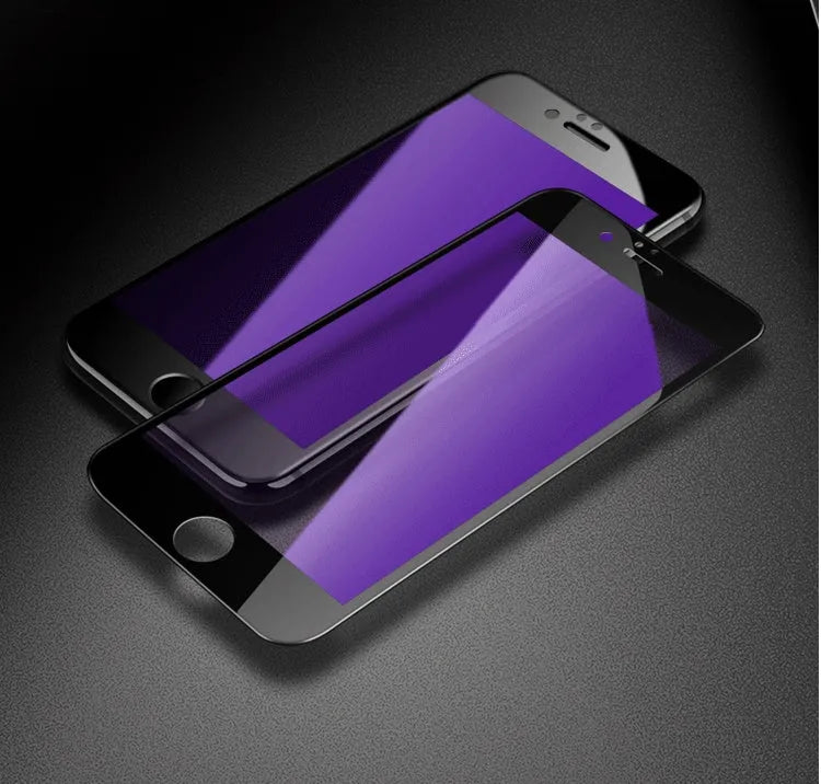 iPhone tempered glass screen protector with 3D carbon fibre soft edge in black and white options