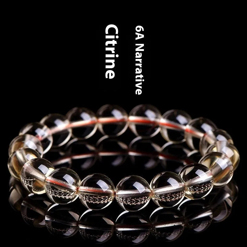 Natural citrine scattered bead and ball bracelet shown in selectable 7A or 6A grade colour.