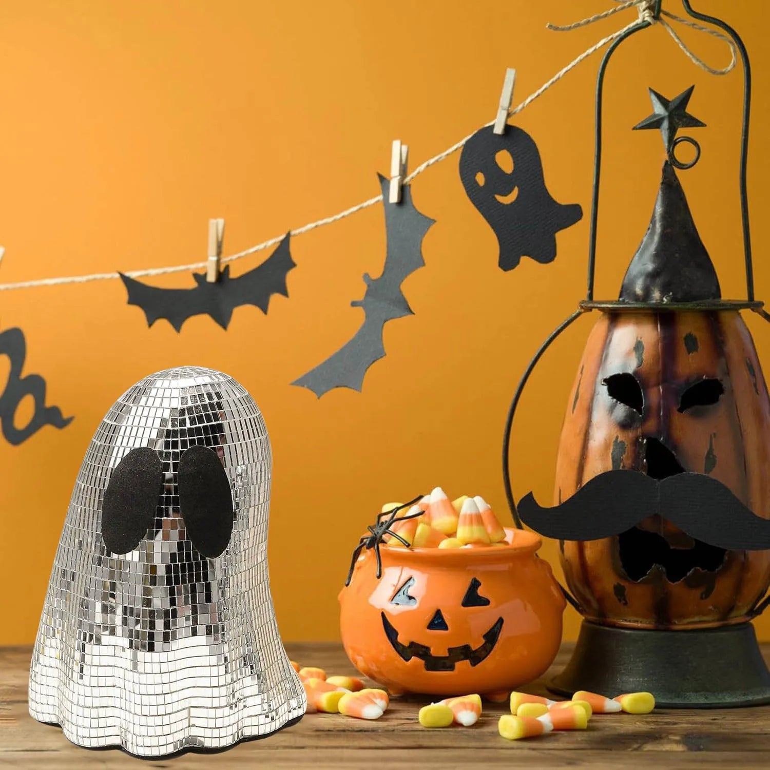 Silver ghost mosaic patch Halloween desktop decoration in two sizes