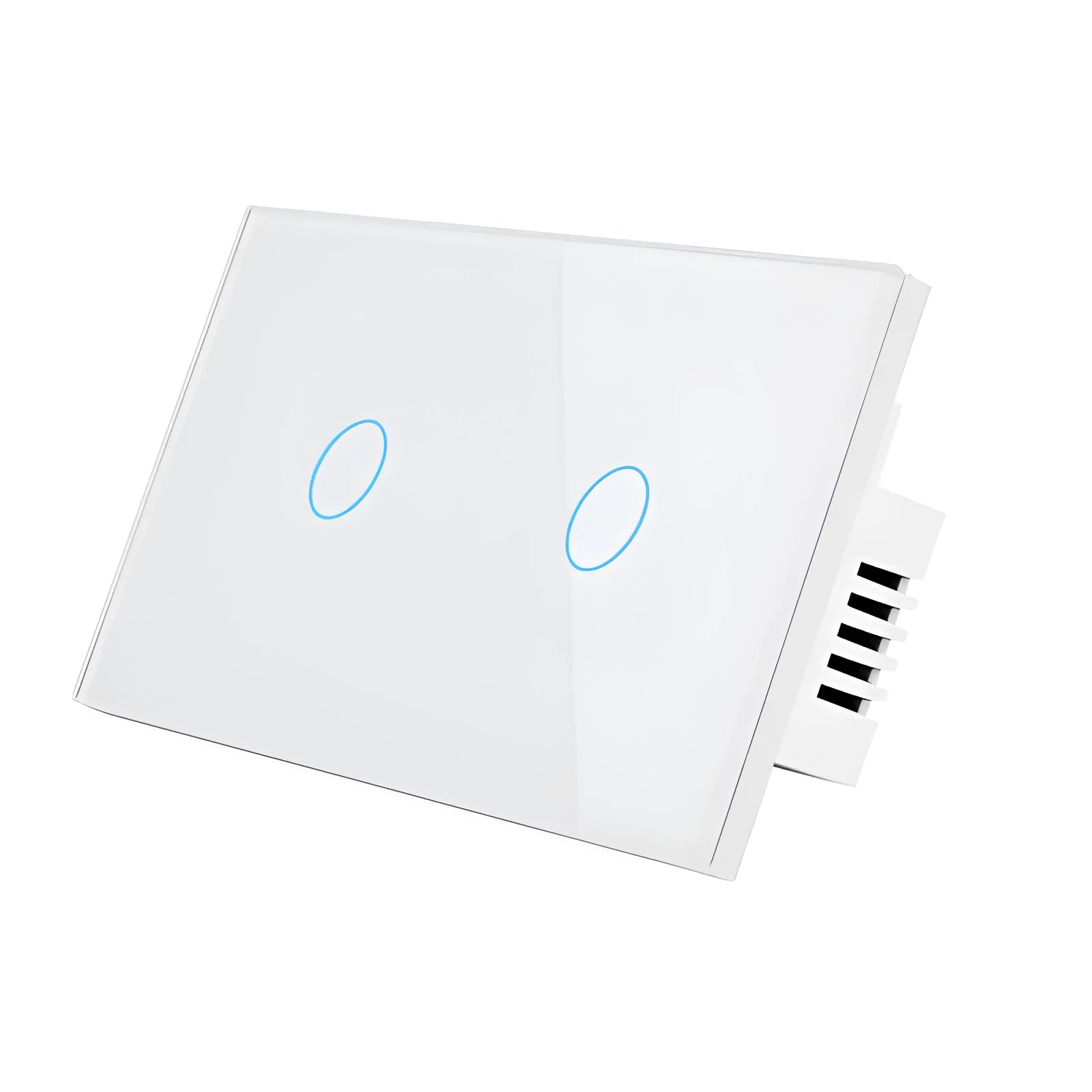 2-gang glass touch light switch with tempered glass panel and RF remote control