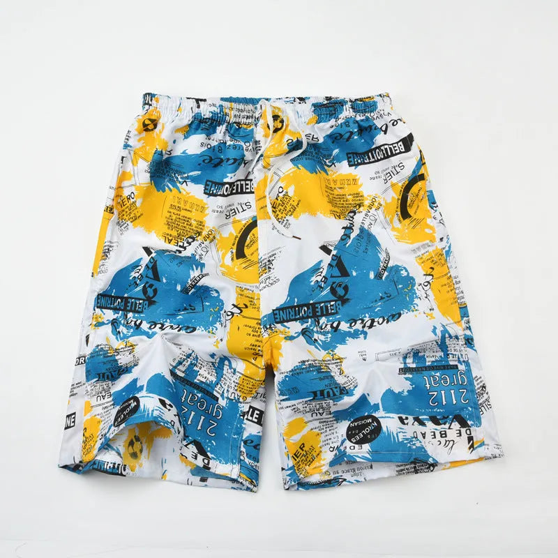 Men's floral print swimming trunks in multiple colour patterns with five-point design