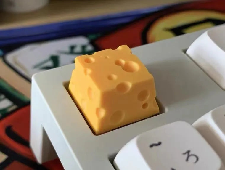 Yellow resin cheese wedge artisan keycap for MX mechanical keyboards