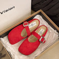 Women's flat PU leather slippers with square toe design in multiple colours