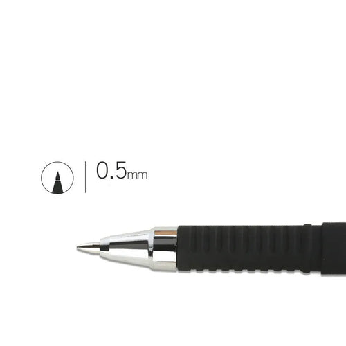 Set of 8 black gel pens with two tip styles: bullet tip and needle tip options