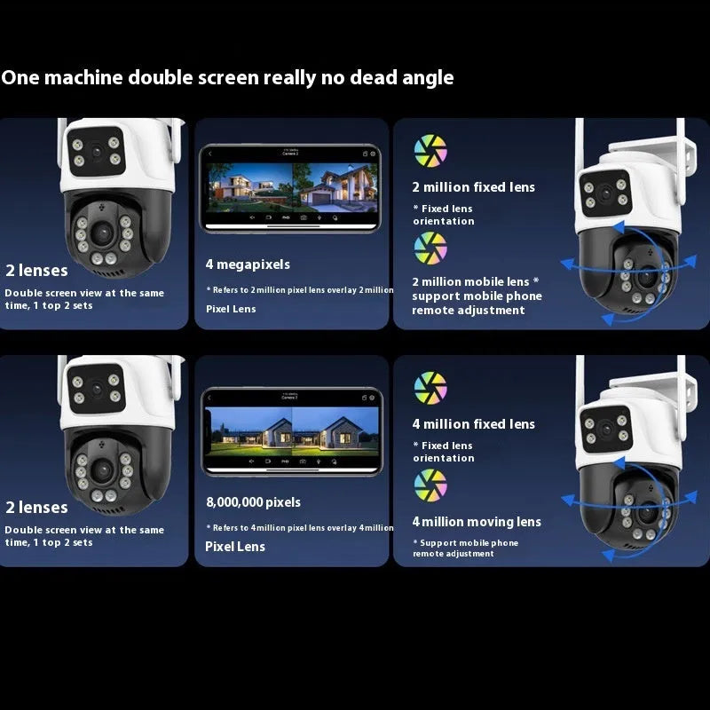 Outdoor dual screen wireless monitor camera with binocular design for home surveillance