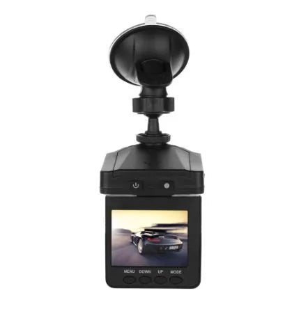 H198 HD car DVR recorder with 2.4-inch screen, infrared lights, and parking monitoring features