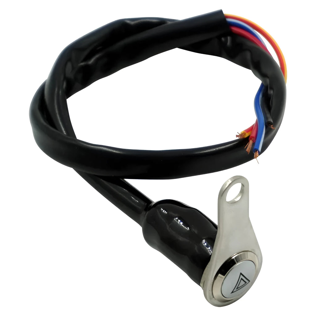 Black stainless steel motorcycle double flash switch with light ring indicator and 7mm mounting hole