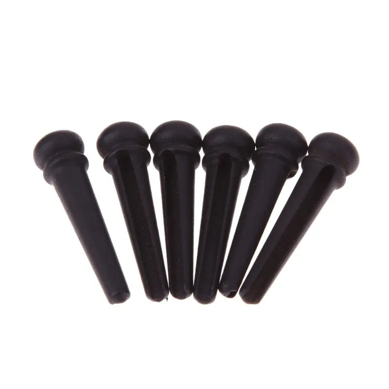 Six ebony guitar string nails with 5.3mm bayonet diameter for folk acoustic guitars