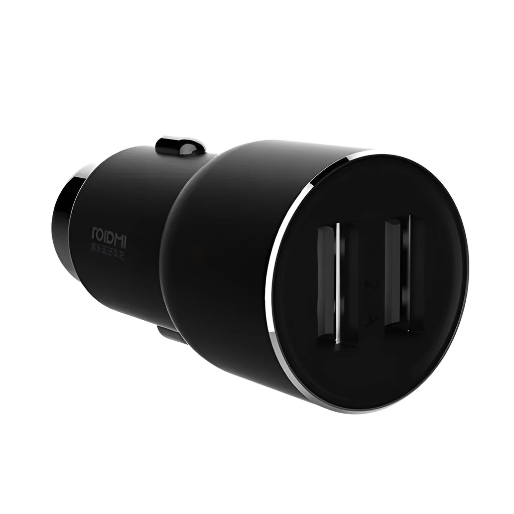 Black Ruimi 3S Music Bluetooth car charger with USB port for phones and tablets.
