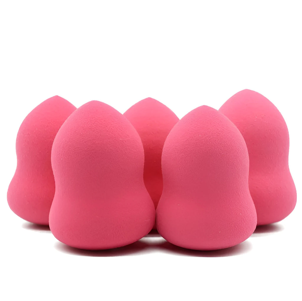 Pink hydrophilic non-latex makeup foundation sponge on a white background.
