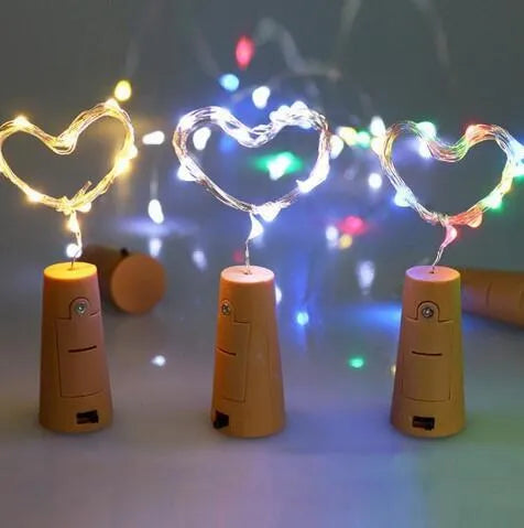 2-metre copper wire LED string light with bottle stopper for wine bottle decoration