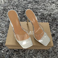 Women's black and silver fashion high heel boots with PVC soles in sizes 34 to 43