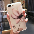 Embossed flower pattern TPU iPhone case back cover in black colour
