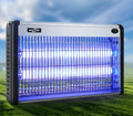 Electric mosquito killing lamp for indoor household and restaurant use, showing model with light on.