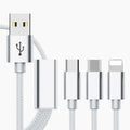 Three-in-one mobile phone charging cable with Micro USB connector in six colour options