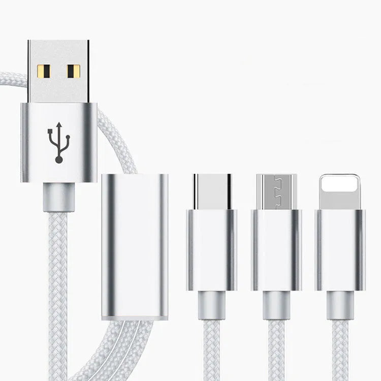 Three-in-one mobile phone charging cable with Micro USB connector in six colour options