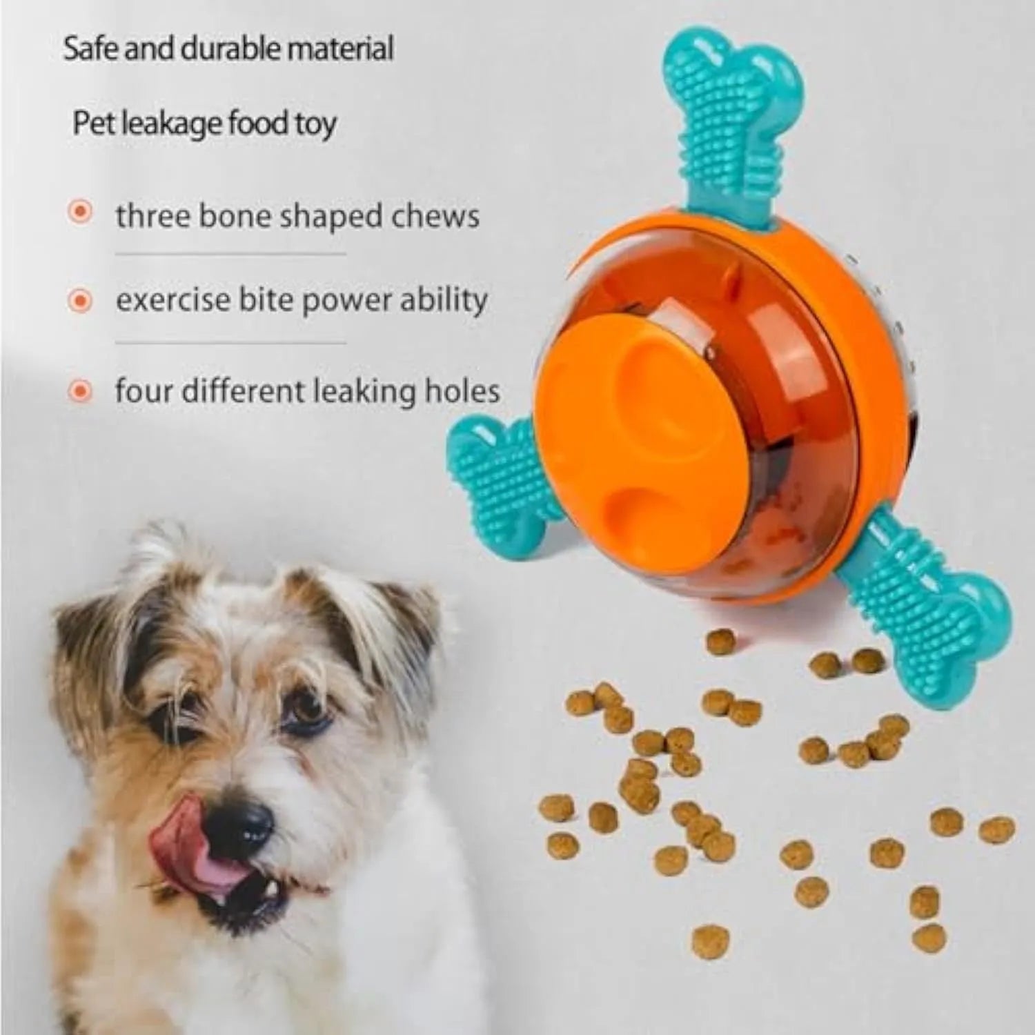 Blue rubber dog slow feeder toy with rubber bones for small medium puppies