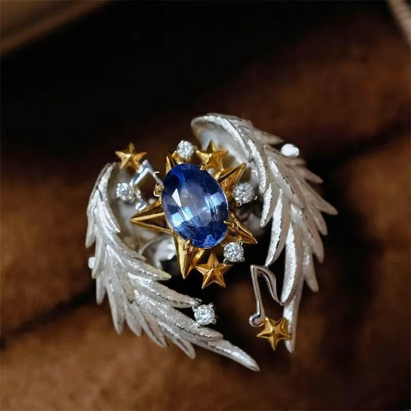 Adjustable geometric alloy ring with open mouth design and oiling treatment finish