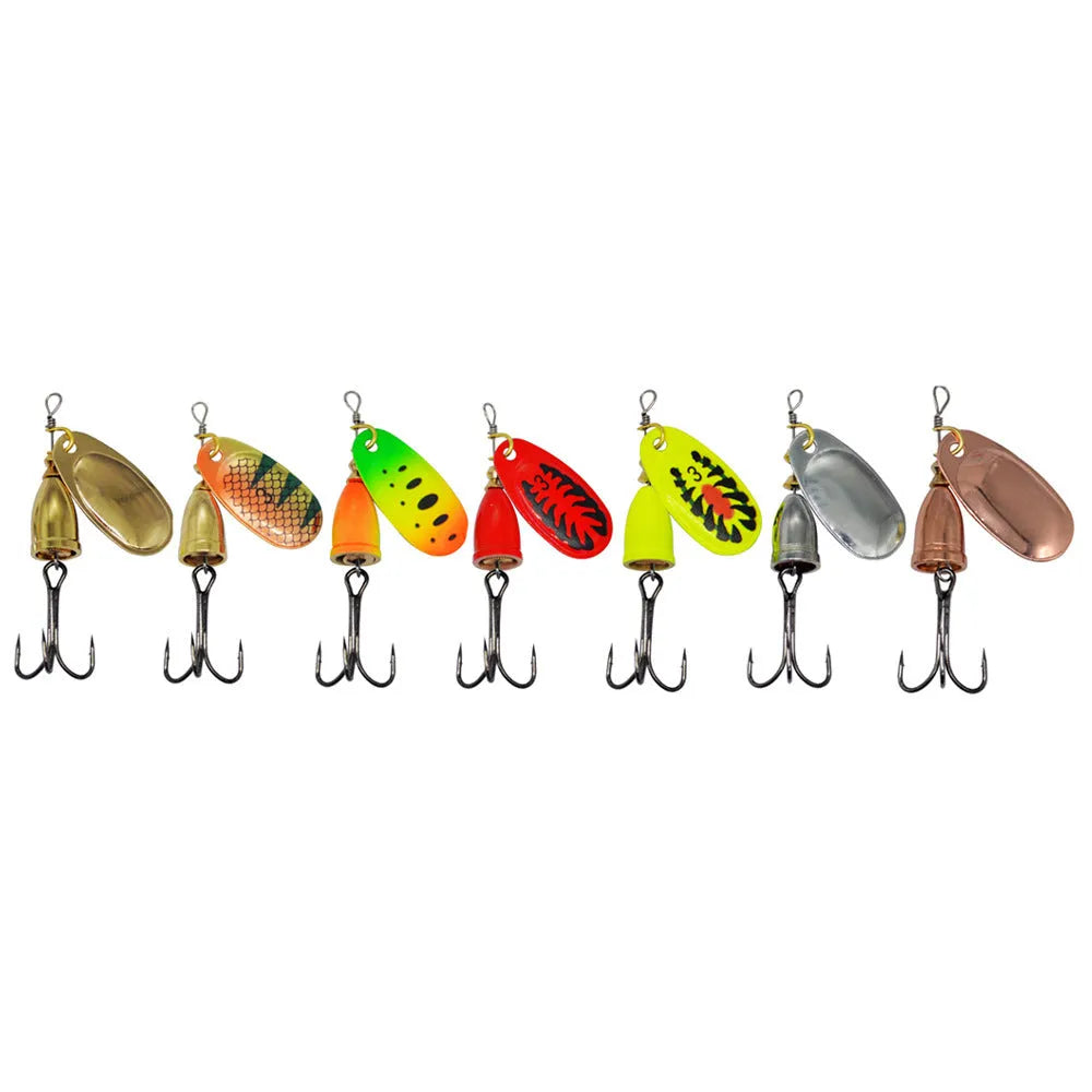 R composite rotating sequins copper bell fishing lure in seven colour variations