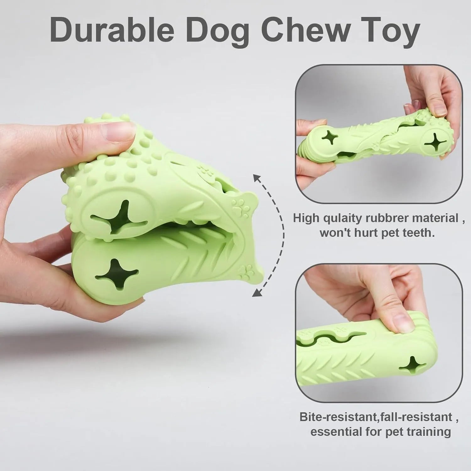 Blue natural rubber bone-shaped dog chew toy with textured surface for teeth cleaning.