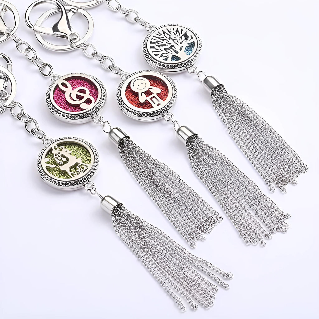 Alloy tassel aromatherapy pendant with 50cm chain for car or personal fragrance diffusion