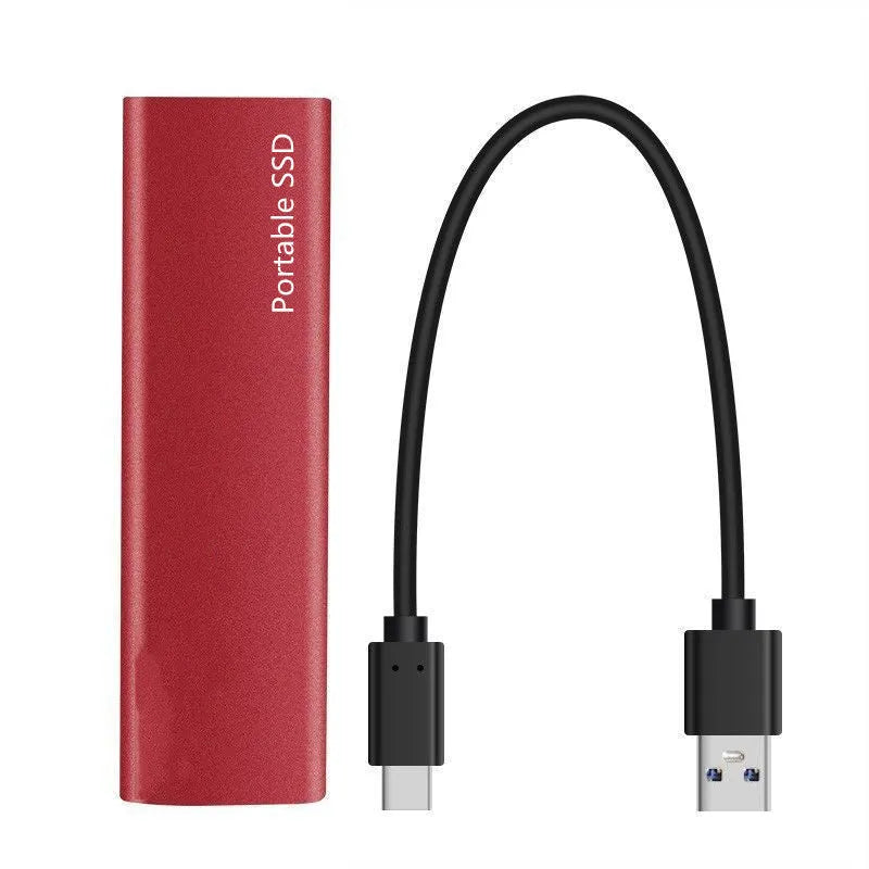 Metal shell mobile SSD expansion hard drive with ultra-thin design in red colour