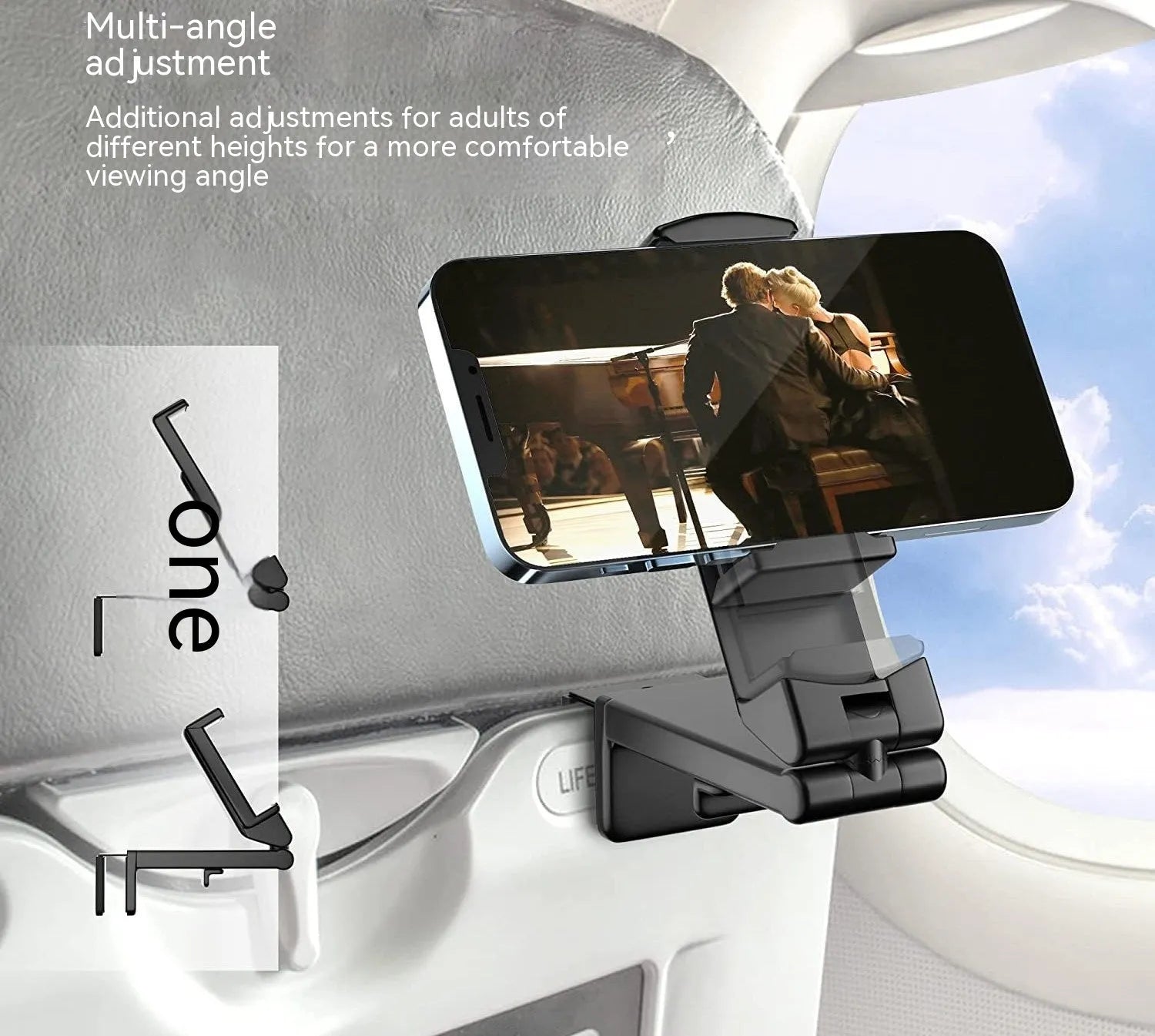 Foldable rotating phone holder in black, grey, or green colours for mobile phones