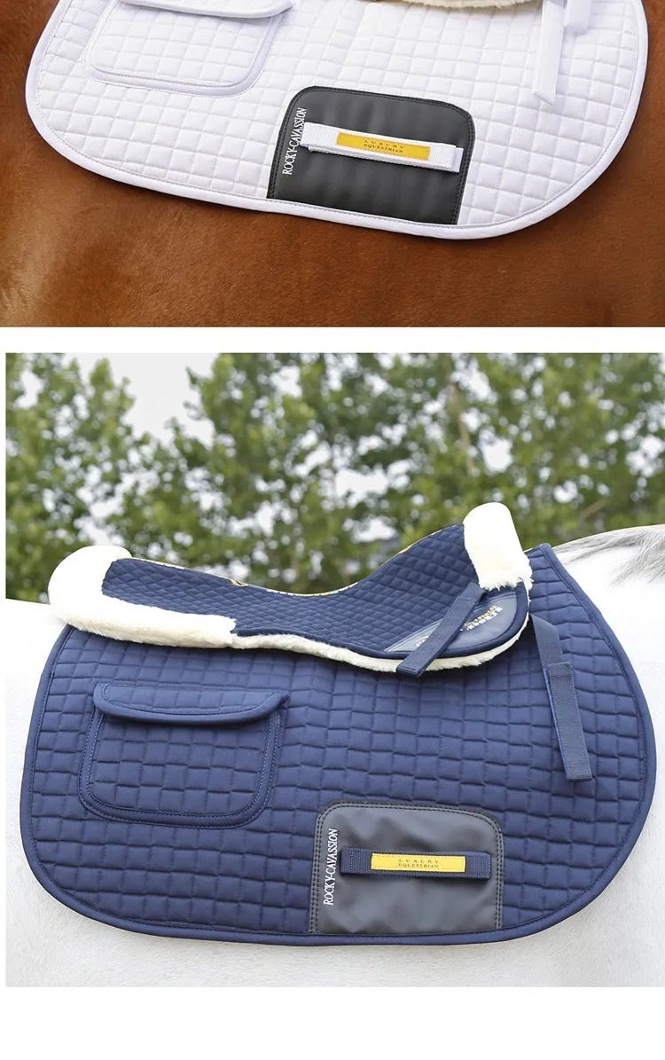 Wool riding saddle pad for waist protection in equestrian sports and cycling