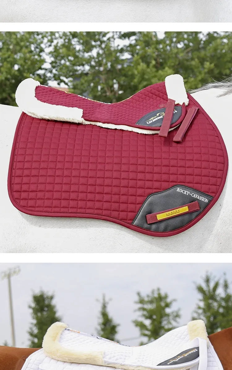 Wool riding saddle pad for waist protection in equestrian sports and cycling