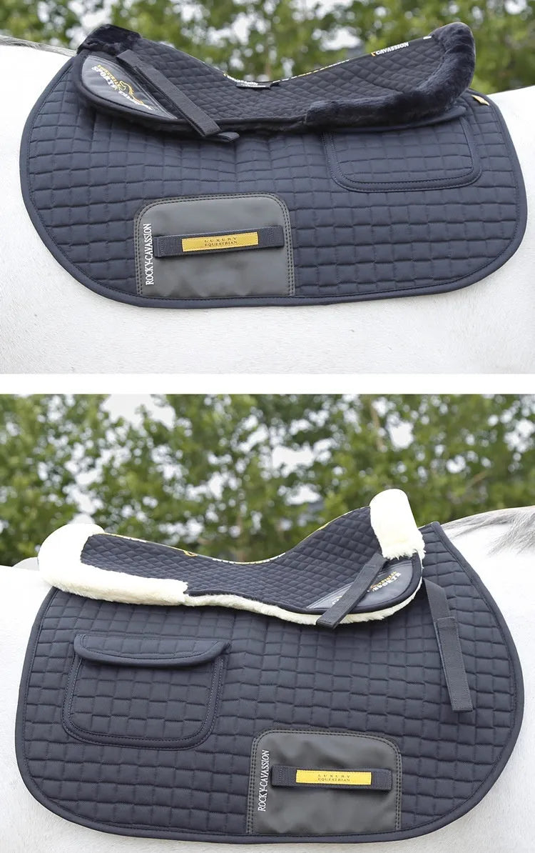 Wool riding saddle pad for waist protection in equestrian sports and cycling