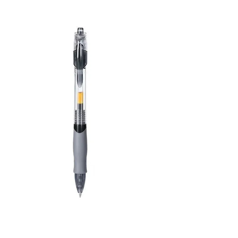 0.5mm gel pen with plastic body in black, blue, and red ink colour options